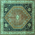 thumbnail image 1 of Ahgly Company Machine Washable Indoor Square Persian Turquoise Blue Traditional Area Rugs, 8' Square, 1 of 4