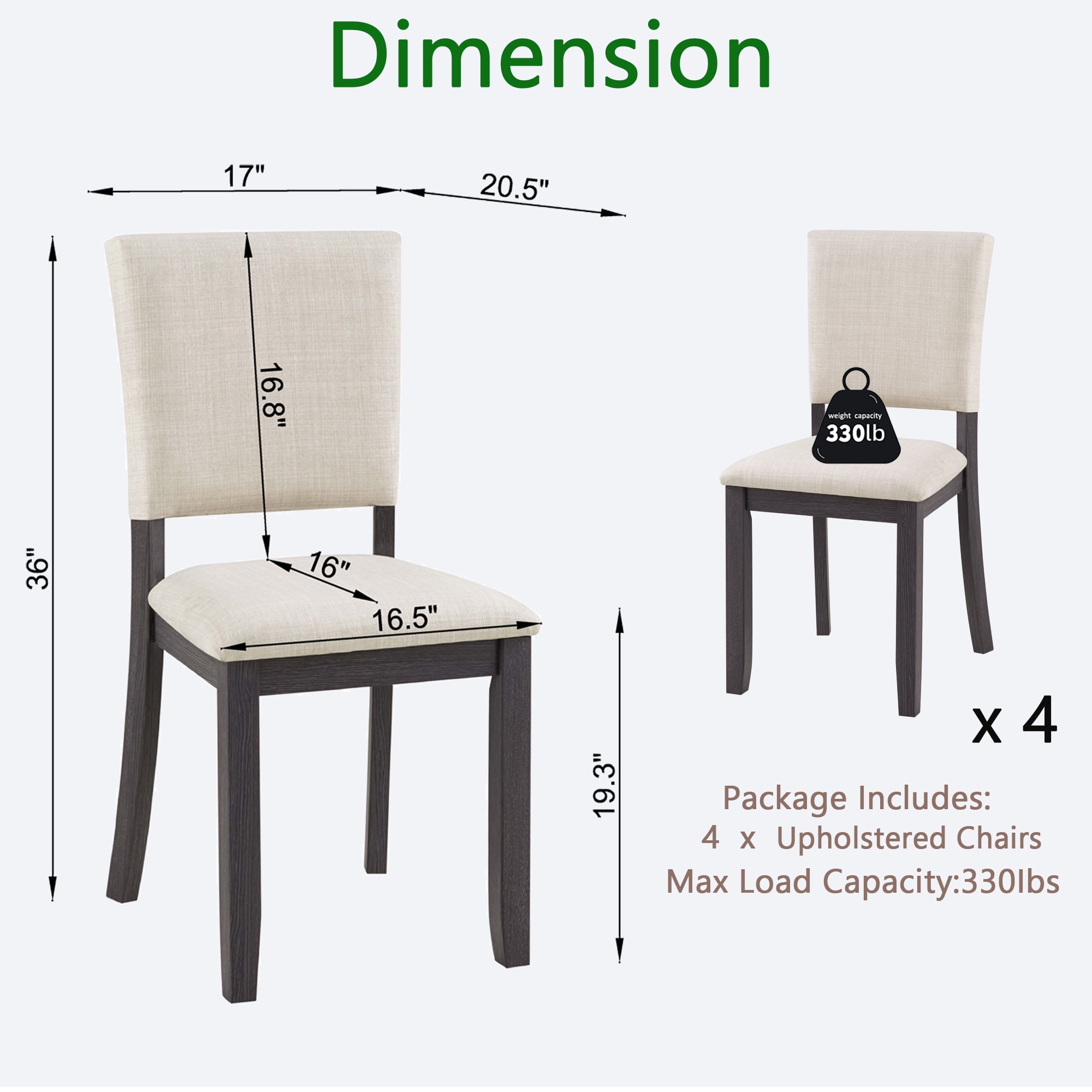 Jopath Set of 4 Wooden Dining Chairs, Kitchen Chair with Padded Seat, Upholstered Side Chair for Dining Room Living Room Kitchen Beige