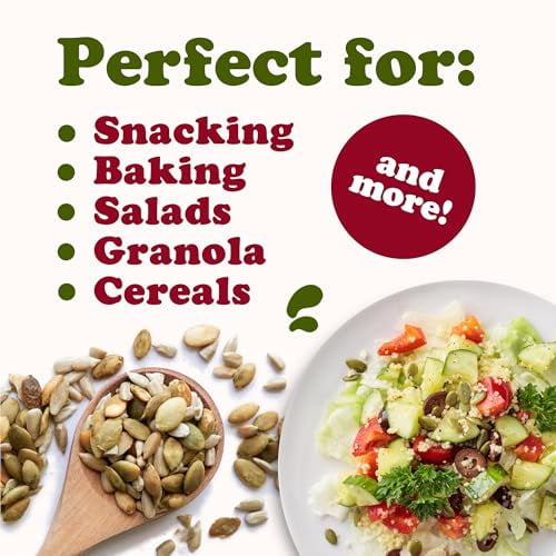 Organic Dry Roasted Sunflower and Pumpkin Seed Mix, 2 Pounds – Oven Roasted, No Oil added, Healthy, Natural Snack, Rich in Protein, Perfect for Baking and Salads, Vegan, Kosher, Bulk