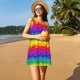 thumbnail image 3 of Balery Bright Rainbow Vestidos de verano para mujer con estampado: vestido holgado sin mangas, vestido playero informal y cómodo para días calurosos., 3 of 7