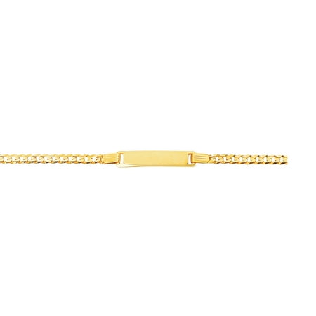14K Yellow Gold Shiny Curb Link ID Bracelet with Lobster Clasp