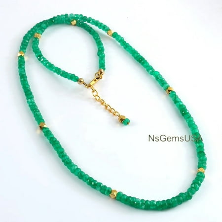 AAA Zambian Emerald Necklace: Genuine Faceted Beads, Handmade