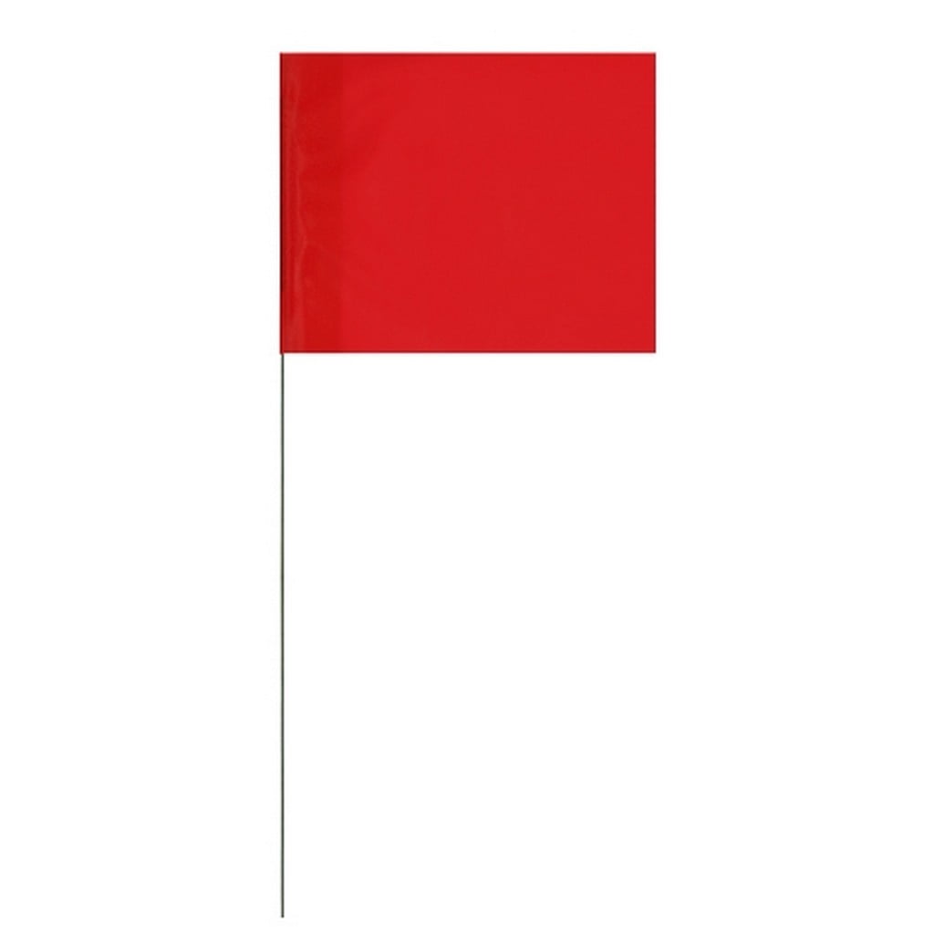 Marking Flags Red 4" X 5" Flag With 21" Wire Staff (100 Flags