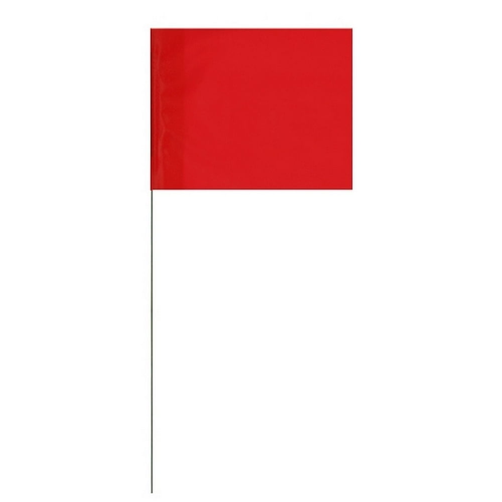Marking Flags Red 4" X 5" Flag With 21" Wire Staff (100 Flags)