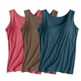 thumbnail image 2 of cfhntfmh 3pc Pajama Tops for Women Comfy Scoop Neck Sleeveless Tank Shirts Solid Color Sleepwear Pjs Blouses with Bras Pad, 2 of 3