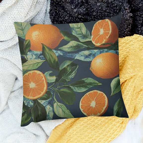 YILUYINQING Lemon and Leaf Pattern VI Throw Pillow Insert-Home Decor by Burcu Korkmazyurek 18x18in