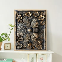 Christmas Iron Sheet Art Wall Decoration, Bronze Relief Art Paint, Vintage Bee Moth Dragon Chicken Dragonfly Pattern, 3d Living room Bedroom Wall Hanging Decor New Year
