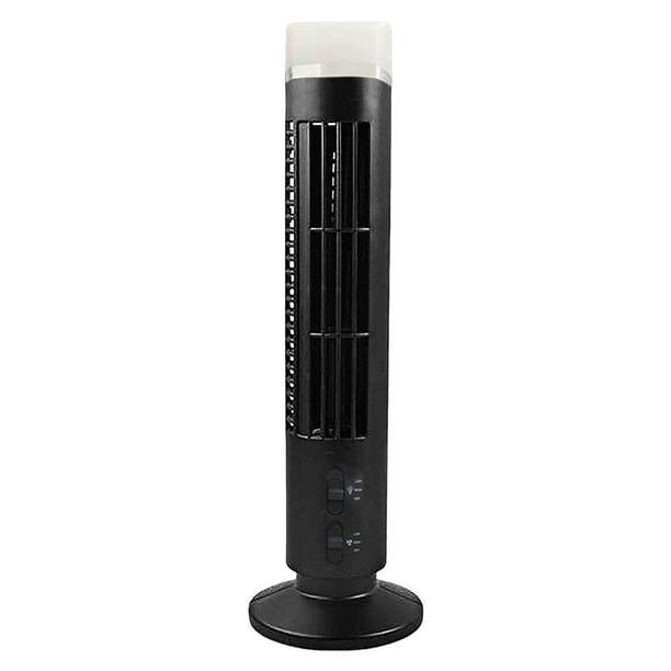 Ventilador de torre de enfriamiento vertical sin aspas con luz 3W 2 velocidades para oficina (negro)
