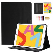 iPad 7th Generation Case, iPad 10.2 Case, Dteck Slim PU Leather Magnetic Flip Case Buitl-in Card Slots Auto Wake Sleep Cover For iPad 7th Generation 10.2 inch, Black