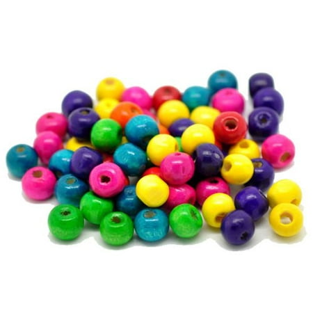 - 1000 Mixed Color Painted Wood Round Spacer, Loose Beads, 8x6mm (3/8