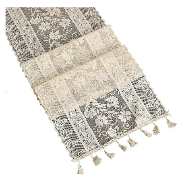 CSChome Chemin de Table en Dentelle Florale - Nappe Rectangulaire Résistante à l'Usure Brodée pour Décoration de Mariage