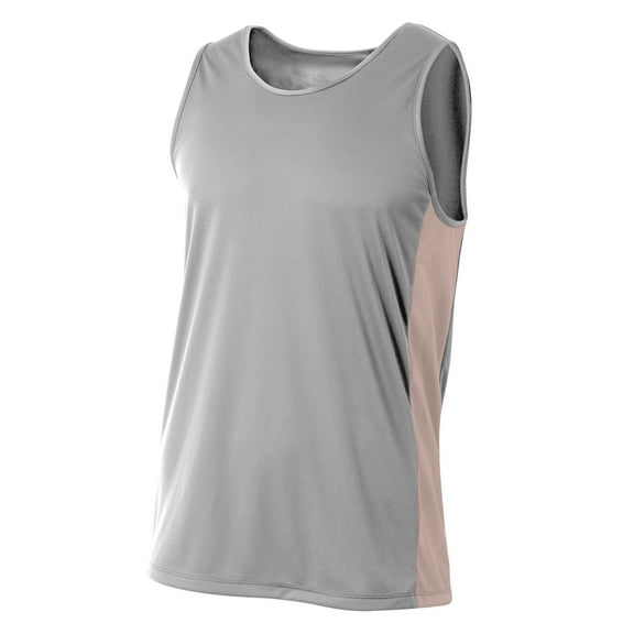 A4 N2009 Mens Pacer Singlet - Silver/White - 2XL