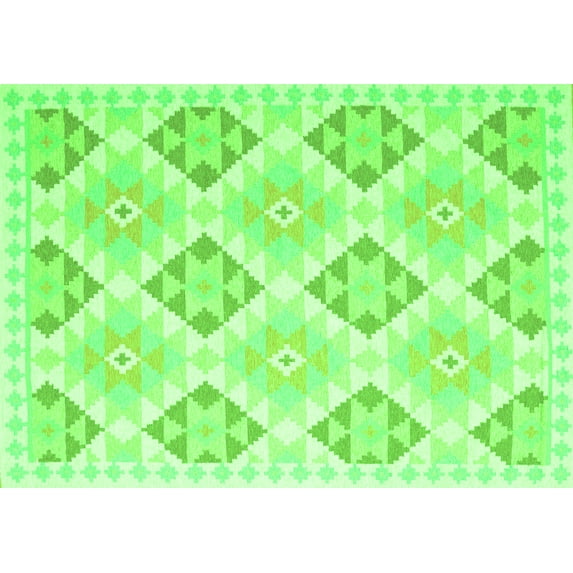 Ahgly Company Indoor Rectangle Southwestern Green Country Area Rugs, 5' x 7'