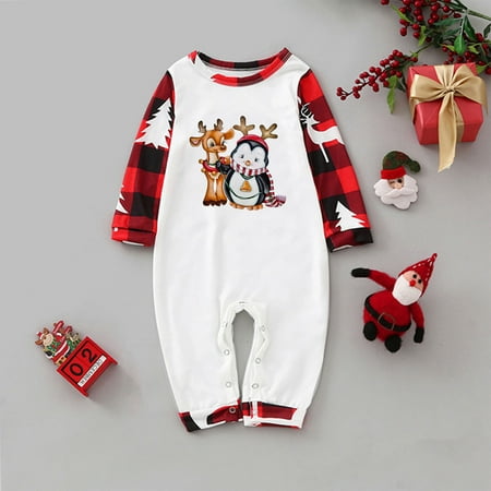 

Fiudx Fashionable Christmas Print Family European And American Pajamas Parent-child Suit Baby New 551