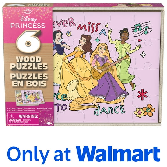 Spin Master Games, Disney Princes 6-Pack of Wooden Jigsaw Puzzles, for Ages 3 and up