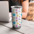 thumbnail image 4 of 20 Oz Pets Paws Print Colorful Coffee Tumbler Double Wall Insulated Stainless Steel Water Bottle | Metal Reusable Thermoses Flask with Cup Cap | Leak & Sweat Proof with Anti-Dust Lid, 4 of 7