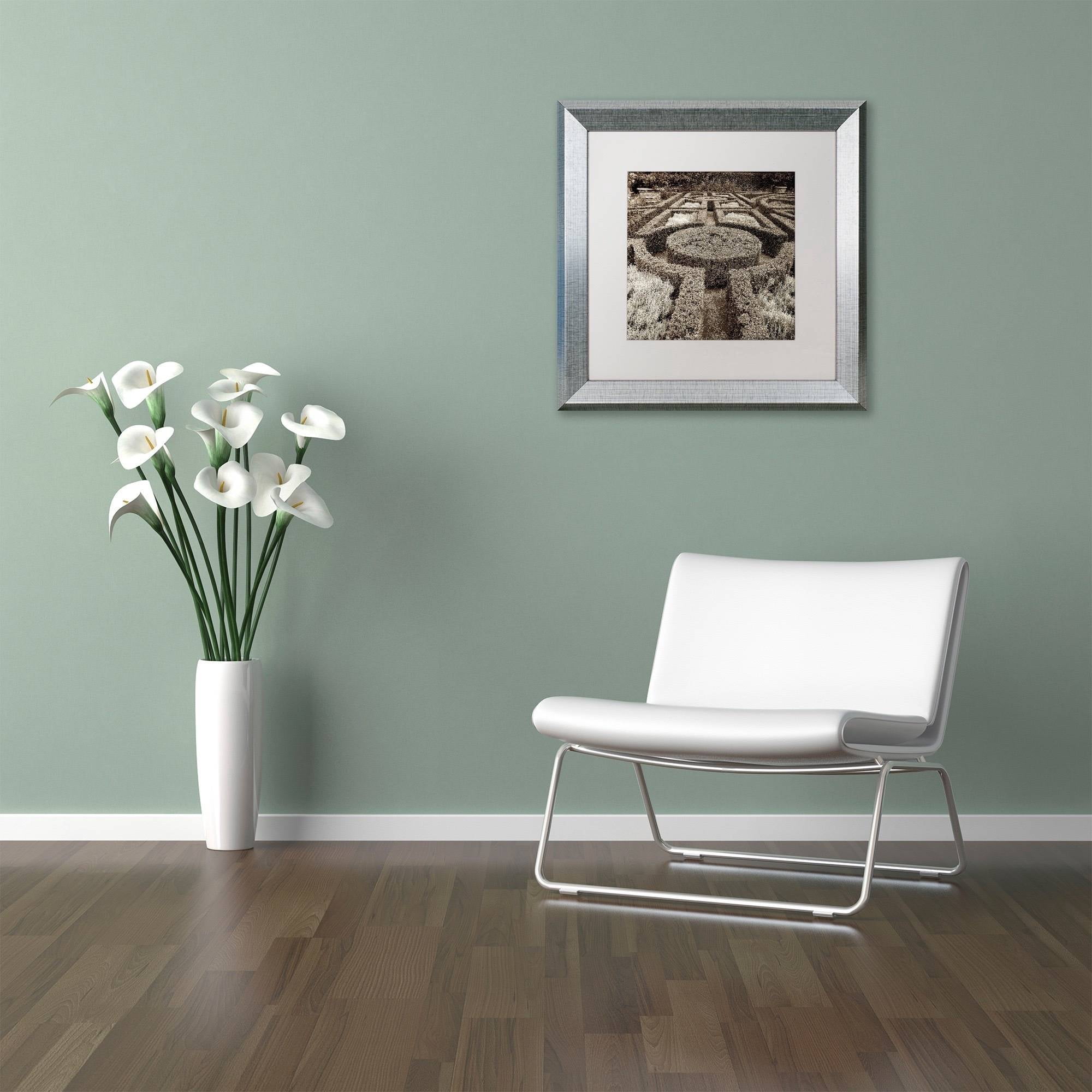 Trademark Fine Art "Tuscan Giardini I" Canvas Art by Alan Blaustein, White Matte, Silver Frame