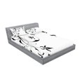 thumbnail image 2 of Dragonfly Fitted Sheet & Pillow Sham Set, Swirled Floral Background Damask Curl Branches and Leaves Print, Decorative Printed 6 Piece Bedding Decor Set, Calking, Pale Grey Black White, by Ambesonne, 2 of 3