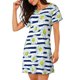 thumbnail image 2 of Balery Daisy Striped Nautical Camisón de manga corta con cuello redondo para mujer, cómodo y elegante., 2 of 6