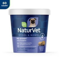 NaturVet No Scoot for Dogs Plus Pumpkin, Supports Digestion, Healthy Anal Gland & Bowel Function, 60 Soft Chews