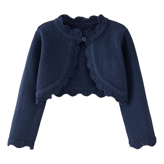 Scyoekwg Toddler Infants Girls Jacket Cute Solid Color Lightweight Thin Long Sleeve Button Cardigan Short Coats (Dark Blue,8-9 Years)