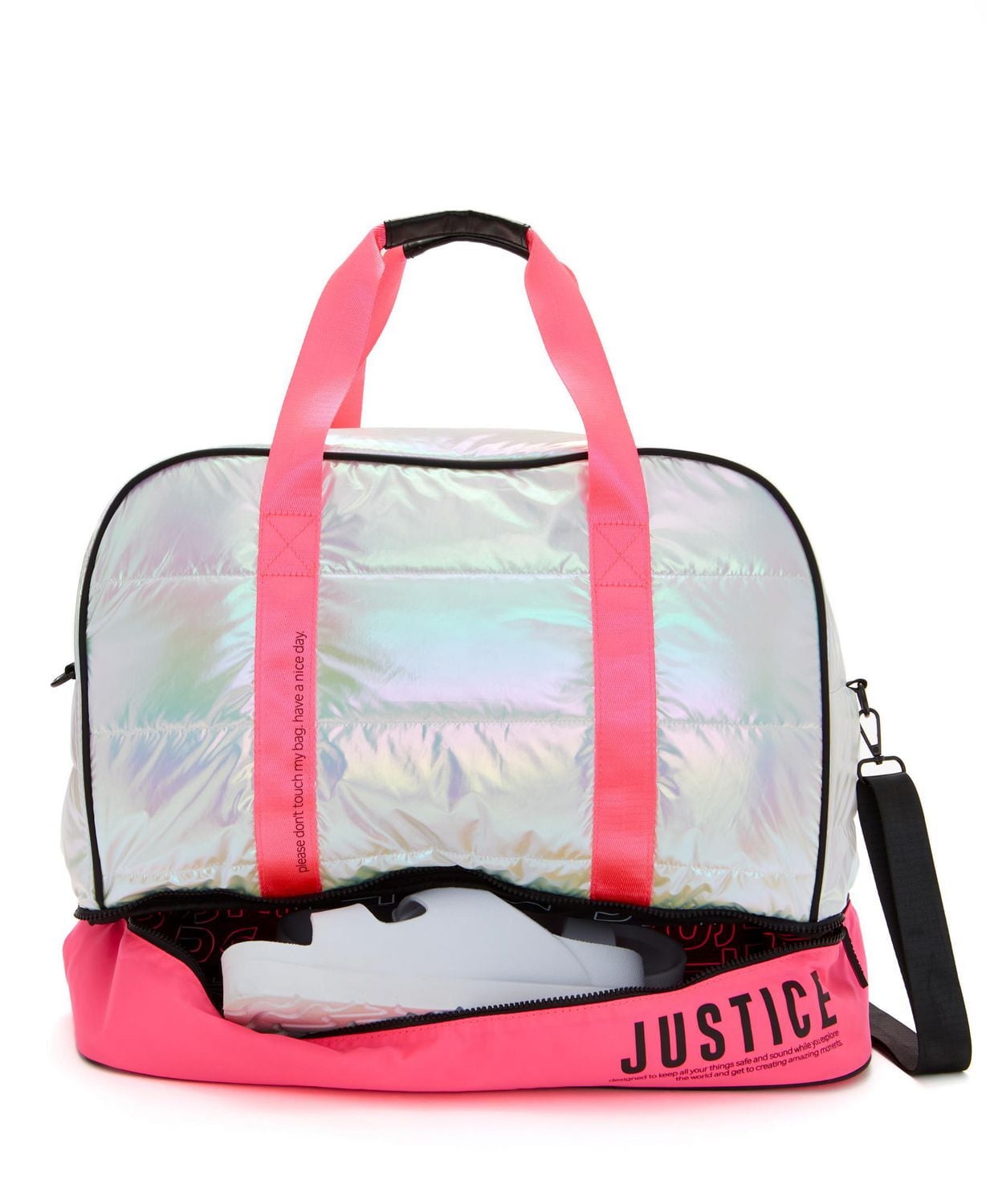 Justice Color Blocked Duffel Bouffante en nylon brillant