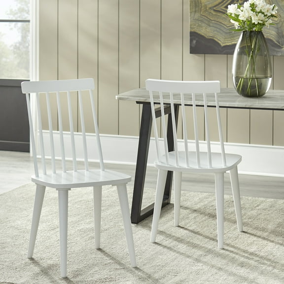 TMS Lowry Modern Farmhouse Wood Dining Room Furniture Chair (Set of 2), White