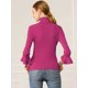 thumbnail image 5 of INSPIRE CHIC Suéter De Cuello Alto De Manga Larga Con Volantes Para Mujer Jersey De Punto Elástico Con Corte Ajustado Rosa roja M, 5 of 6