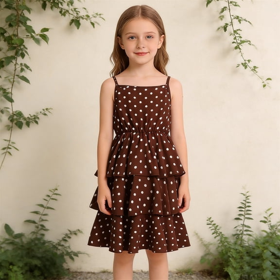 Kids Dress Sleeveless Dotted Fancy Soft Stylish for Summer and Casual Modern Bright Dress Set