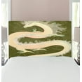thumbnail image 1 of Dragon Headboard, Chinese Reptile Dragon Eastern Culture Medieval Themed Grunge Style Pattern, Upholstered Decorative Metal Bed Headboard with Memory Foam, Twin Size, Yellow and Green, by Ambesonne, 1 of 4