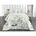 thumbnail image 4 of Ambesonne Green Quilted Bedspread Set 3 Pcs, Urban Jungle Leaves Dreamy, Queen Size, Multicolor White, 4 of 4