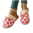 thumbnail image 2 of Fnooota Womens Fuzzy Slippers, Warm Plaid Winter Non Slip House Slippers Home Shoes Pink Size 10-10.5, 2 of 5