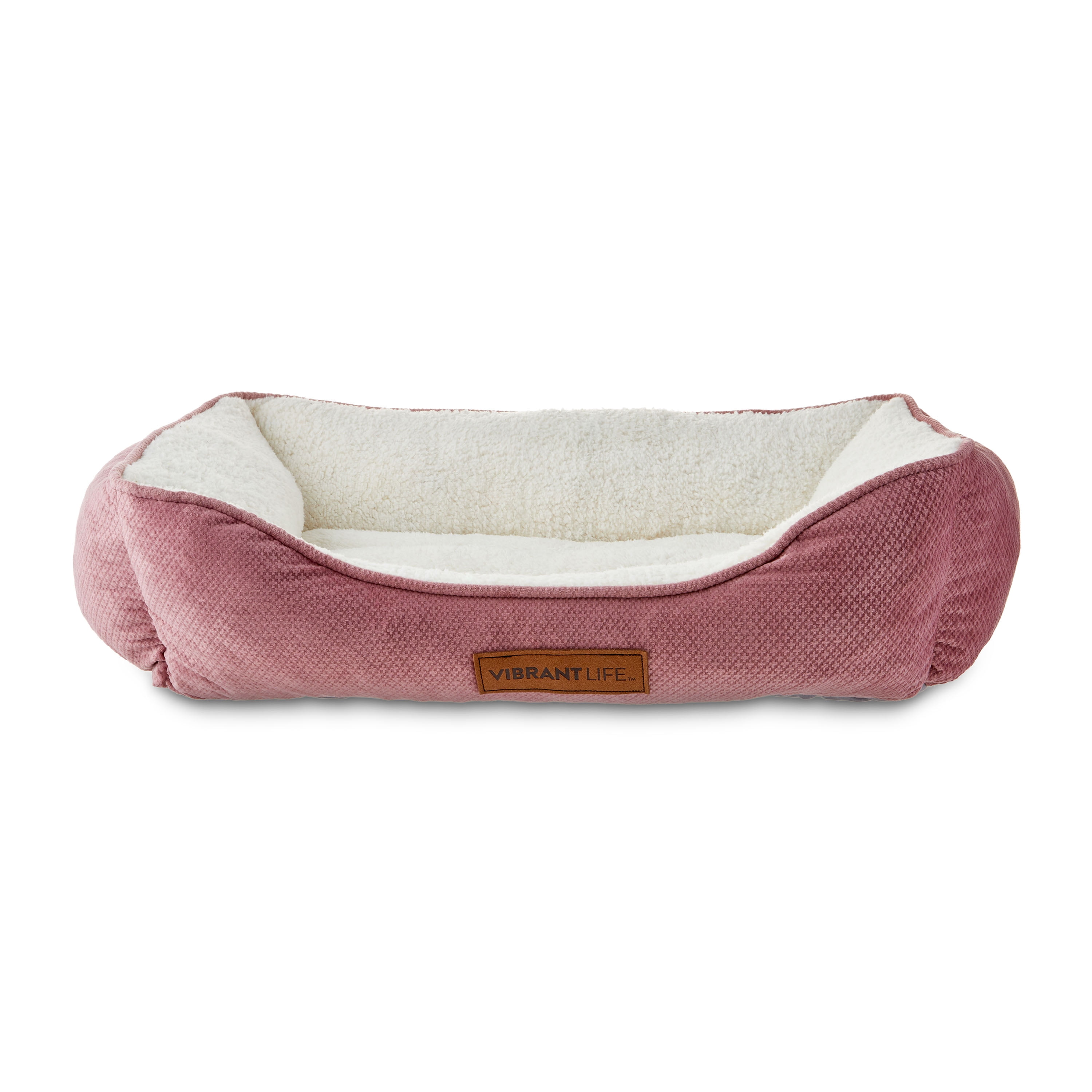 (6 pack) Vibrant Life Premium Plush Cuddler Pet Bed for Dogs & Cats, Machine Washable, Pink & White