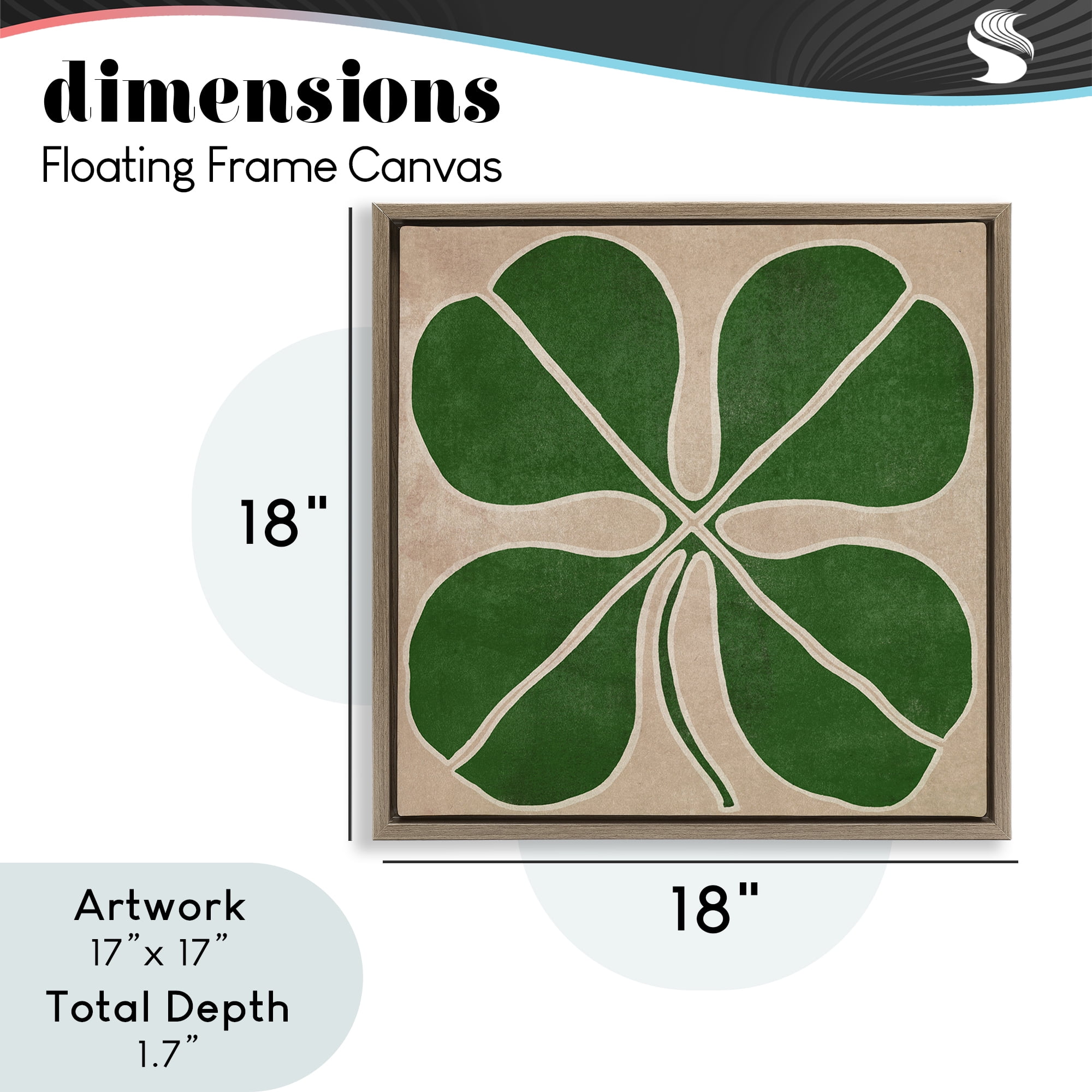 Four Leaf Symmetry Brown Framed Floater Canvas Wall Art, design by June Erica Vess