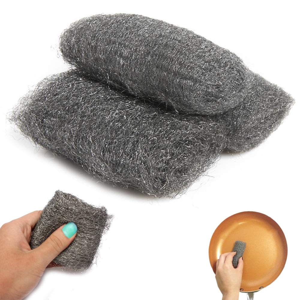 18X Steel Wool Pads Scrubber Scouring Finish Smooth Super Fine Clean Polish Tool