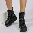 thumbnail image 6 of Black Womens Mid-Calf Boots With Round Toe And Side Zipper For Casual Wear And Thick Sole Comfort, 6 of 9