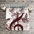 thumbnail image 3 of Ambesonne Music Quilted Bedspread Set 3 Pcs, Floral Design with Birds, Queen Size, Chestnut Brown White, 3 of 3