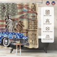 thumbnail image 6 of Aprorphic Vintage 4th of July Shower Curtain, Patriotic Shower Curtain with Butterfly Truck Flag for Memorial Day, 72x72, Machine Washable, Blue and Red., 6 of 6