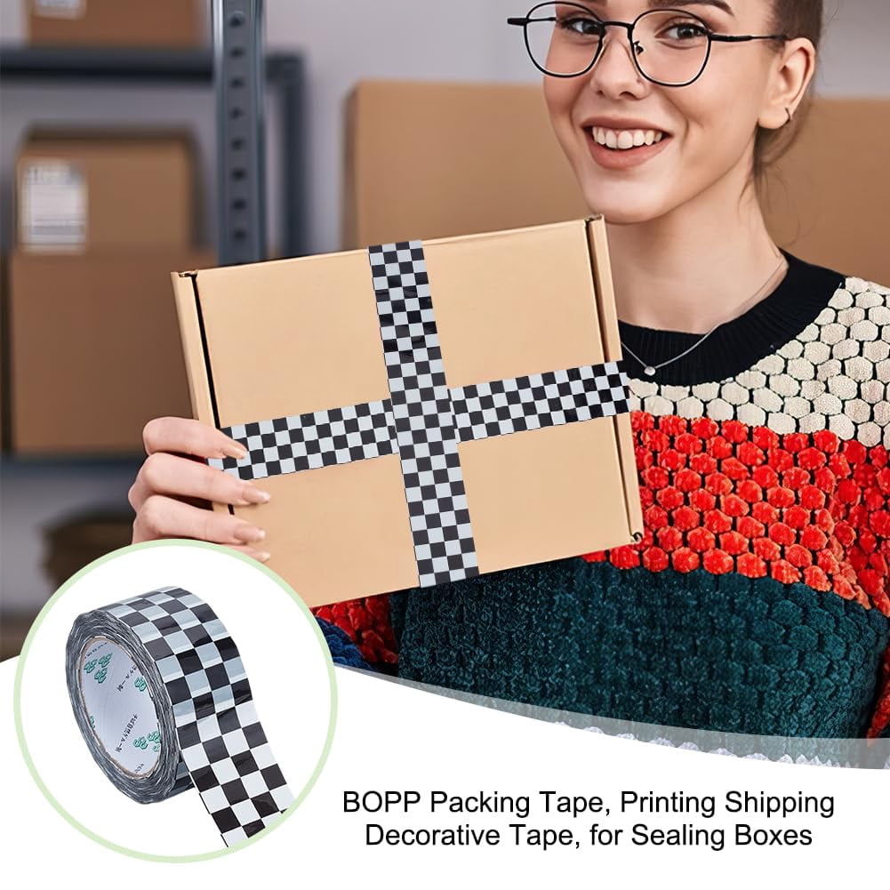 2 Roll 218.7 Yards Black Tartan Packing Tape 1.9 Inch Wide Shipping Tape Designer Printing Packing Decorative Tape for Scrapbooking Craft Present Packing Box Supplies Black DIY