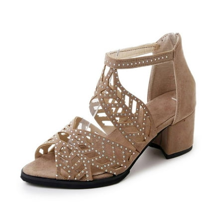 

Womens Summer Fish Mouth Rhinestone Hollow Out Sandals Zipper Shoes Summer Open Toe Slide Sandals Comfortable Flats Flip-Flops Sandal Casual Platforms Wedge Sandals Boho Dressy Heeled Sandals A596