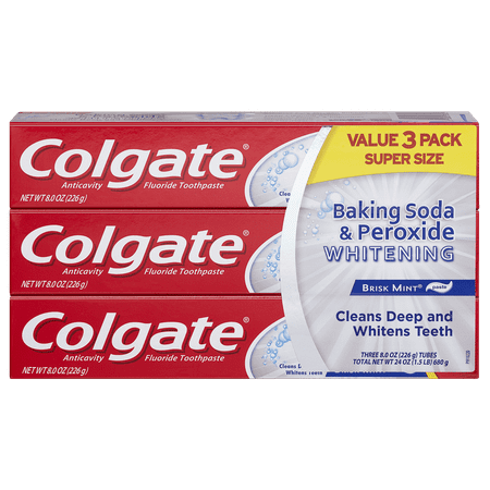 Colgate Baking Soda and Peroxide Whitening Toothpaste - 8 oz, 3 (Best Way To Whiten Teeth With Baking Soda)