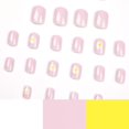 24 Pcs Pink Press on Nails Short Square Fake Nails with Daisy Designs