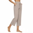 thumbnail image 5 of Linen Capri Pants for Women Summer 2026 Wide Leg Loose Fit Drawstring Elastic High Waisted Beach Cropped Trousers Beige XXL, 5 of 5