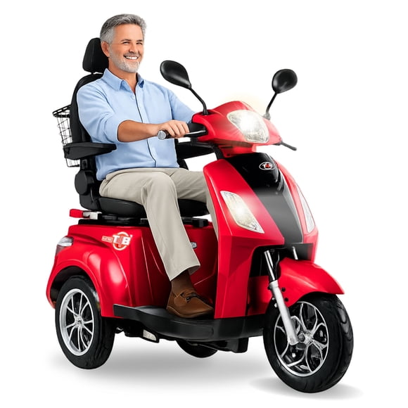 T4B PRIME Deluxe Captain Seat Electric Mobility Scooter for Seniors – 500W 48V Motor, 20Ah, Red