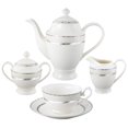 thumbnail image 4 of Lorren Home Trends La Luna Bone China 57-Piece Silver Embossed Design Dinnerware Set, Serves 8, 4 of 4
