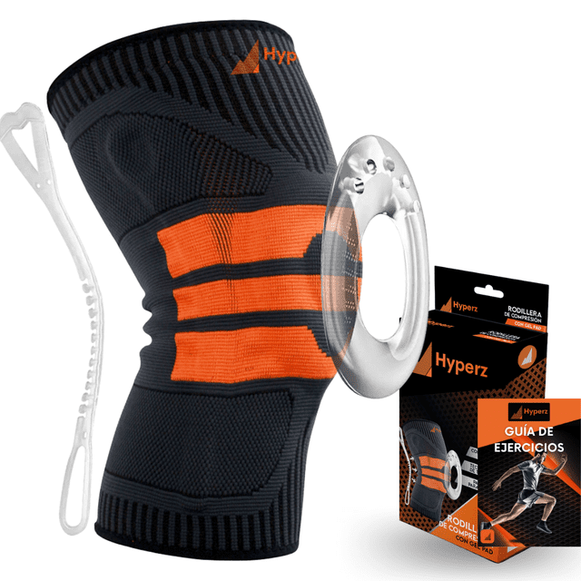 Rodillera Deportiva de Compresión con Almohadilla de Gel para Rótula y Estabilizadores Laterales, Rodillera Ortopédica de Compresión Antideslizante para Rodilla y Meniscos, Transpirable y unisex Hyperz PORDILLERAPADMAL85