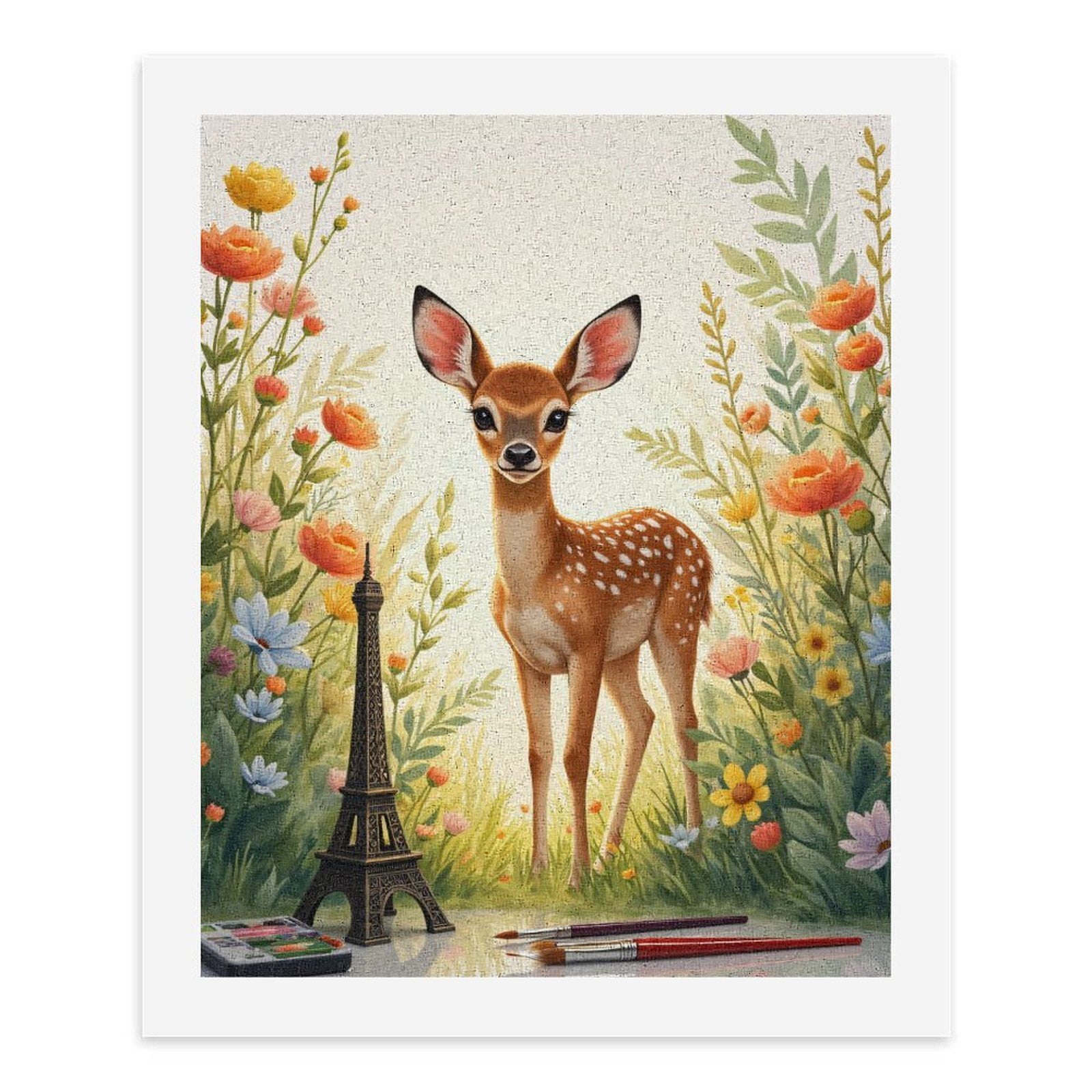 Paint By Numbers Kit for Adults Beginner - Deer In Floral Meadow Art Painting DIY Canvas Painting Kits for Adults, Frameless Paint By Number for Adults for Home Wall Decor 16x20 Inch