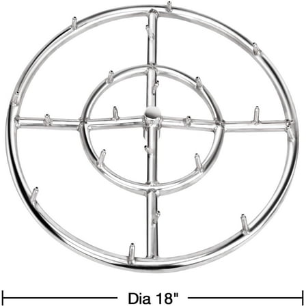 18" Stainless Steel Round  Burner Ring for Natural or Propane Gas Fire Pit