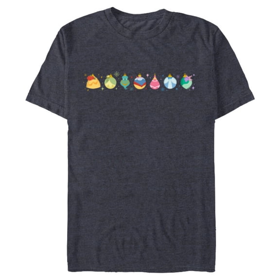 Disney Princess Holiday Enchanted Christmas Ornaments - Short Sleeve Blended T-Shirt for Adults - Customized-Navy Heather
