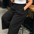 thumbnail image 6 of Khunlpohl Womens Capri Pants Plus Size Wide Legs Palazzo Elastic High Waist Pant Casual Baggy Plain Capris Trousers with Pockets, 6 of 7